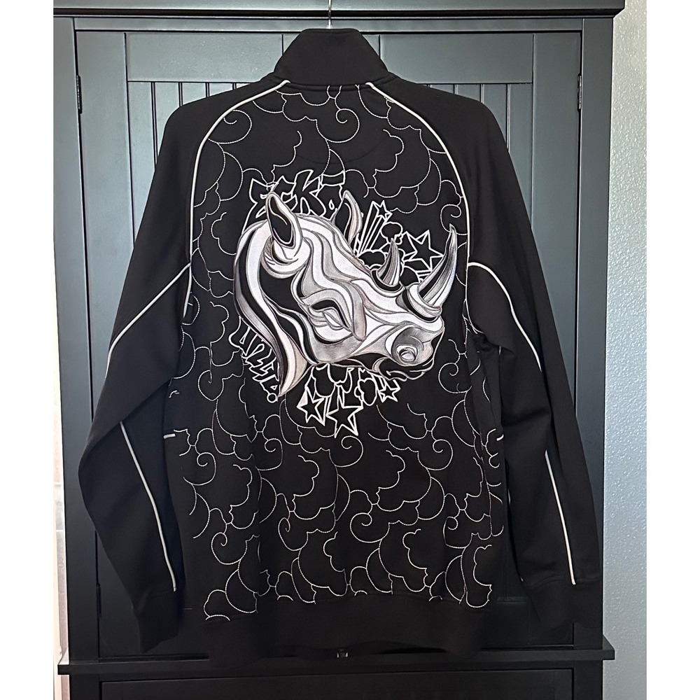 Ecko Unltd Rhino Embroidered Track Jacket Medium Y2K Streetwear Full Zip Edgy